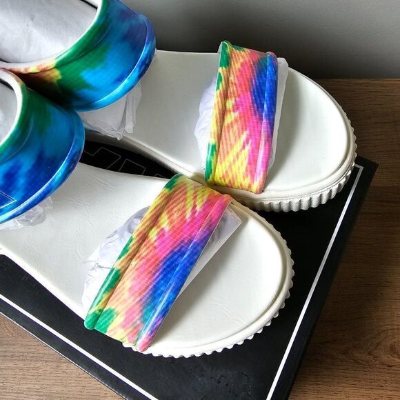 NEW IN BOX MIA MARI MTY RUBBER TIE DIE STYLE SANDALS STRAPPY SIZE 8.5 - Picture 9 of 11